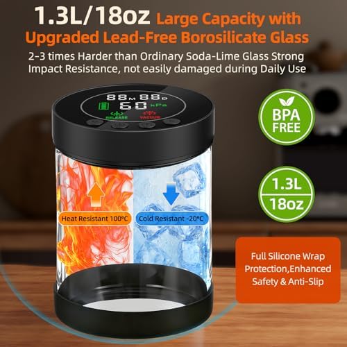 Automatic Vacuum Coffee Canister, 1.3L, LED Display