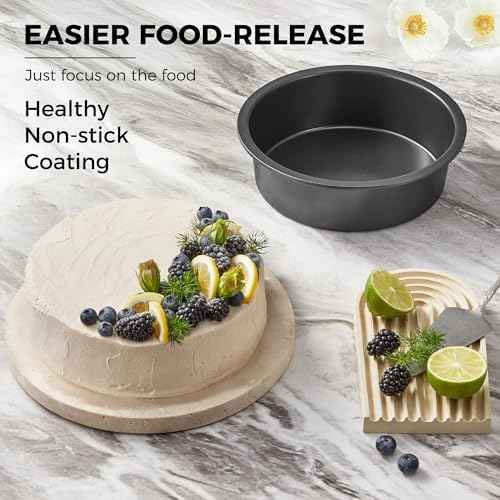 HONGBAKE Round Cake Pan Set for Baking, 8 Inch, Nonstick Deeper Circle