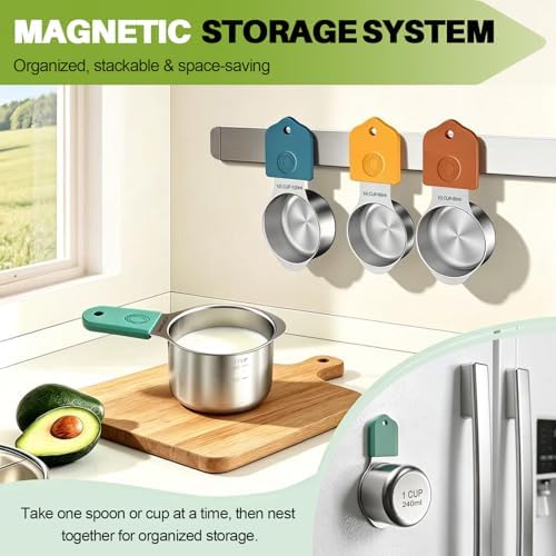 Magnetic Measuring Cups & Spoons Set of 16, Heavy Duty 304 Stainless