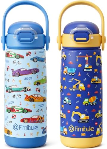 Fimibuke 18oz Kids Water Bottle Insulated Stainless Steel Toddler Cup