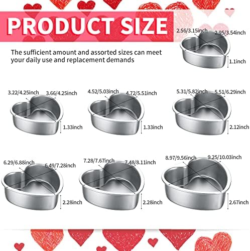 Sieral 7 Pcs Heart Shaped Cake Pans 3/4/5/6/7/8/10" Nonstick Aluminum