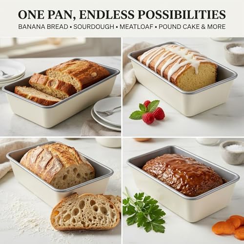 2 Pack 9x5 Inch Loaf Pan, Heavy Duty Nonstick Bread Pans for Baking