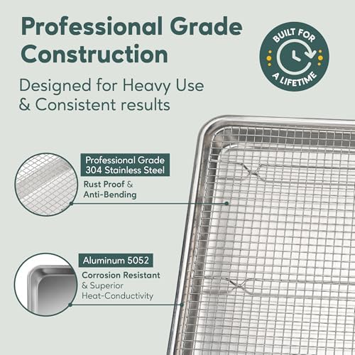 Aluminum Baking Sheet with Cooling Rack Set, 13''x18''