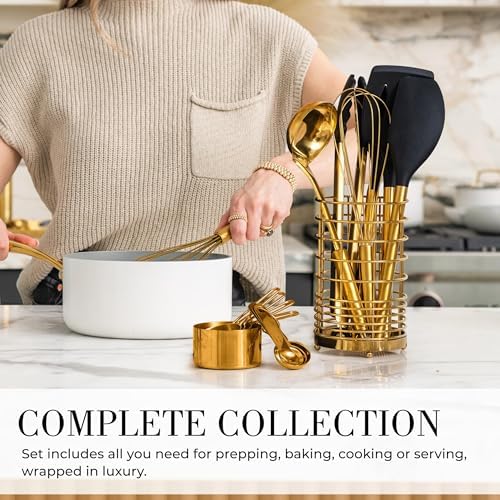 Styled Settings Black and Gold Kitchen Utensils Set, 15-Piece