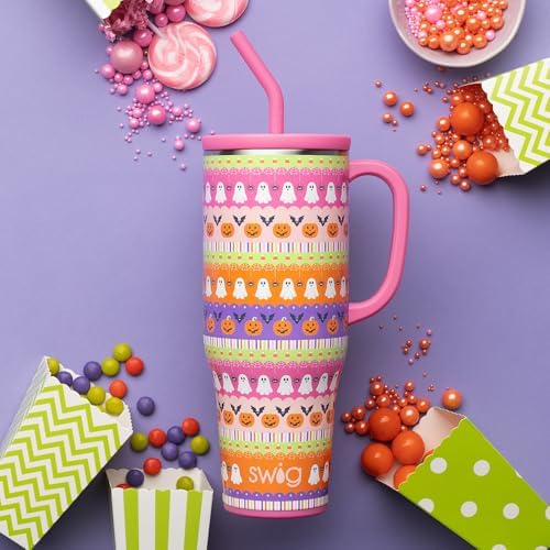 Swig Life 40oz Insulated Mega Mug with Handle & Straw, Trick or Treat