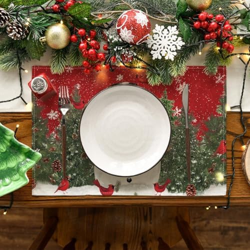 Artoid Mode Snowman Cardinals Trees Christmas Placemats for Dining