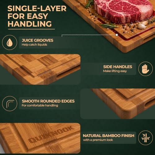 3 Pack Deep Carbonized Bamboo Cutting Board Set with Holder | Extra