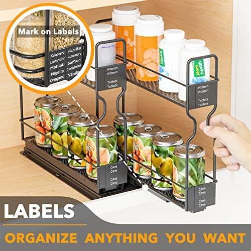 SpaceAid Pull Out Spice Rack Organizer for Cabinet, Heavy Duty Slide