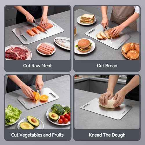 Titanium Cutting Boards Set of 3, 100% Pure Titanium Kitchen Cutting