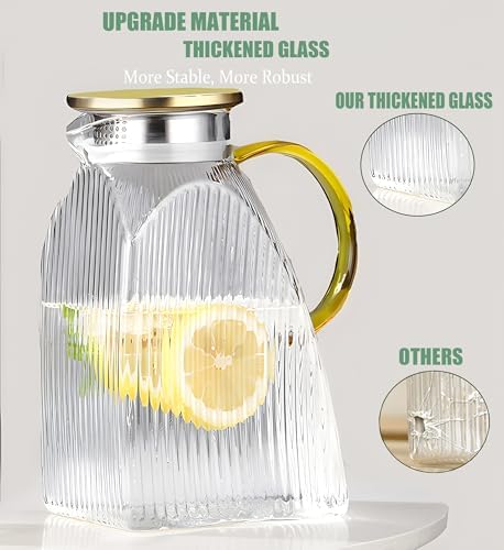 Water Pitcher Glass for Fridge, for 1.8L/63oz Fridge Door with