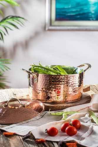 DEMMEX 1.2MM Thick Hammered Copper Soup Pot Casserole Pan Dish Dutch