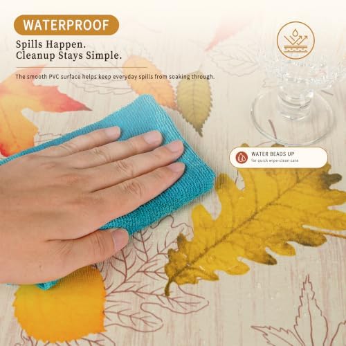 Rectangle Table Cloth, 100% Waterproof Vinyl Tablecloth, 52" x 70"
