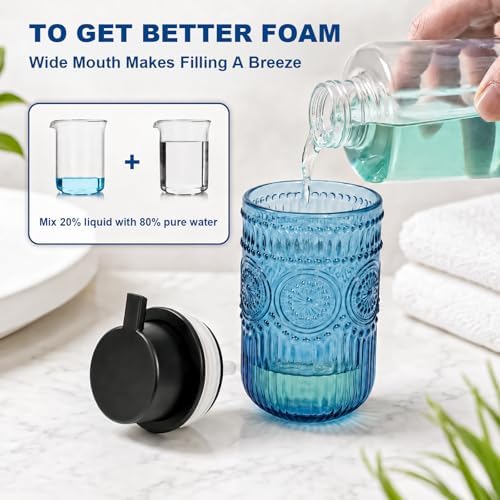Glass Foaming Hand Soap Dispenser, Refillable Glass Foam Soap
