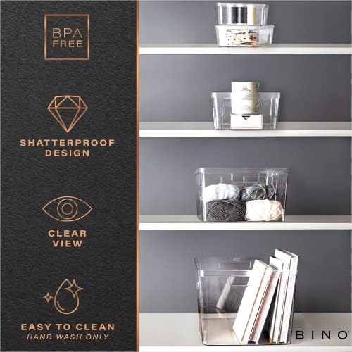 BINO Plastic Storage Bins, Medium, 2 Pack, Clear