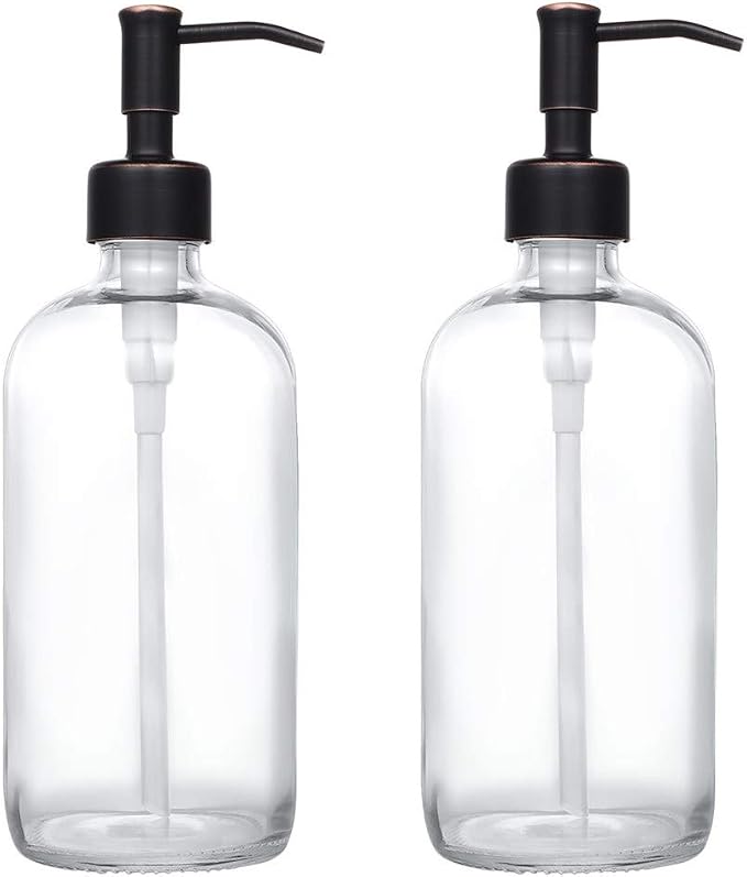 2 Pack Thick Clear Glass Pint Jar Soap Dispenser by Unknown