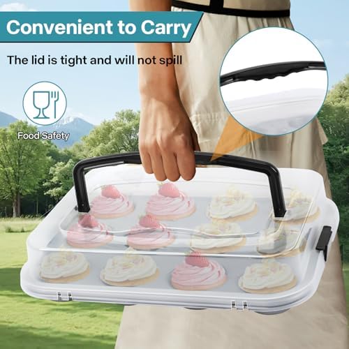 2-Pack Cupcake Pan with Lid, 12-Cup Nonstick Muffin Pan with Handle
