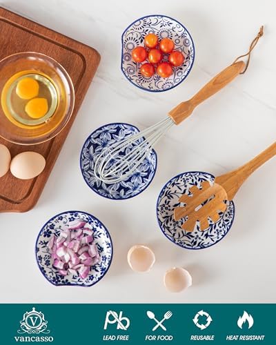 vancasso Ceramic Mixing Bowls with Lids Set of 4 Bundles Ceramic Spoon