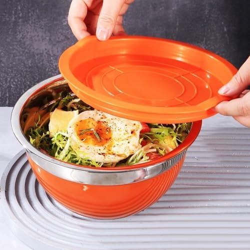 CDQL 7PCS Mixing Bowls, Stainless Steel Plastic Stackable Nesting Bowl