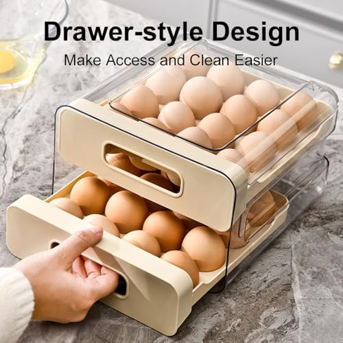 Koja 32-Egg Stackable Fridge Organizer 2-Drawer BPA-Free Storage