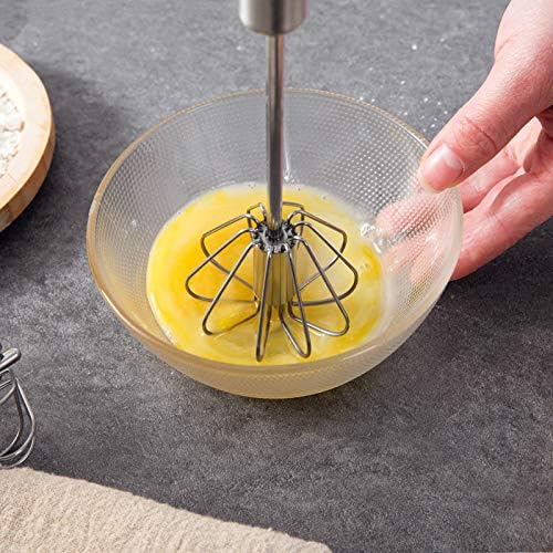 Stainless Steel Semi-automatic Egg Whisk - 3PCS Hand Push Rotary Whisk