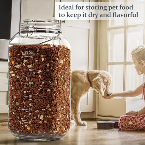 Folinstall Glass Jars with Lids, 2 Gallon, 4.3" Wide Mouth