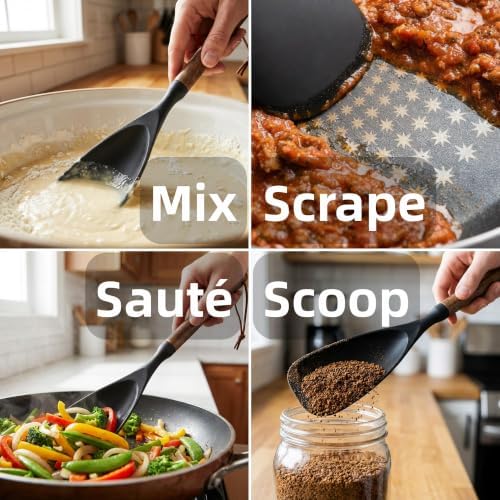 Silicone Cooking Spoon Spatula for Nonstick Cookware,Heat