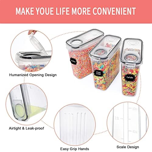 PRAKI 4L Dry Food Storage Containers with Lids, 6PCS