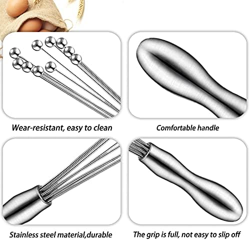 2 Pack Ball Whisk Stainless Steel, 10" and 12", Excellent for Eggs