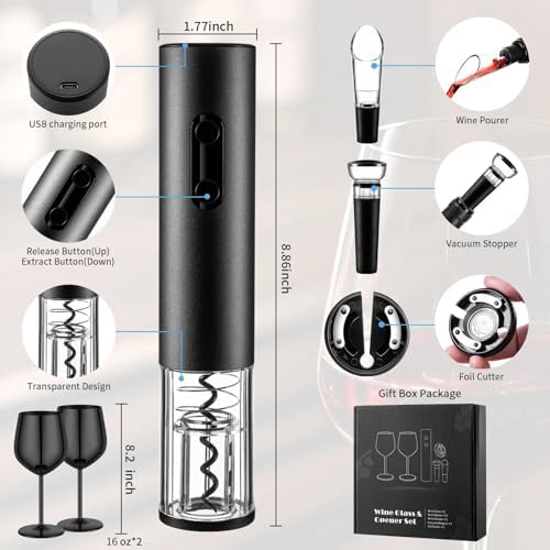 Electric Wine Opener Set Rechargeable, Electric Corkscrew Wine Opener