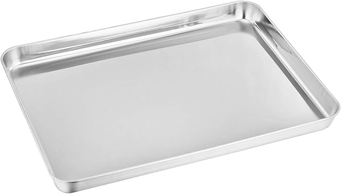 TeamFar Toaster Oven Pan, Stainless Steel Toaster Oven Tray Quarter Sheet Pan by TeamFar