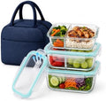 Glass Meal Prep Containers 3 Pack – Upgraded Version with Steam Vent