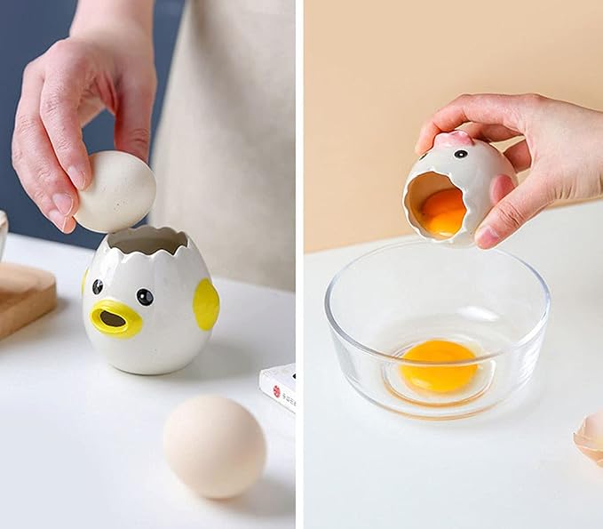 LuoCoCo Cute Egg Separator, Ceramics Vomiting Chicken Egg Yolk White Separator - Image 4
