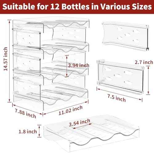 EZ COZY Wine Rack, 4 Tier Water Bottle Organizer for Cabinet