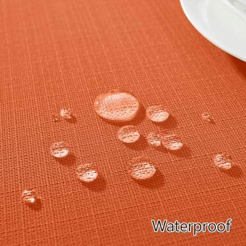 SASTYBALE Textured Fall Tablecloth Rectangle 52x70 Inch, Rust/Burnt