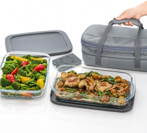 Glad Cook & Take Glass Baking Dish Set with Lids and Carrier