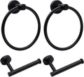 4pcs Matte Black Toilet Paper Holder and Towel Ring Set, Stainless Steel Hand by Mdvora