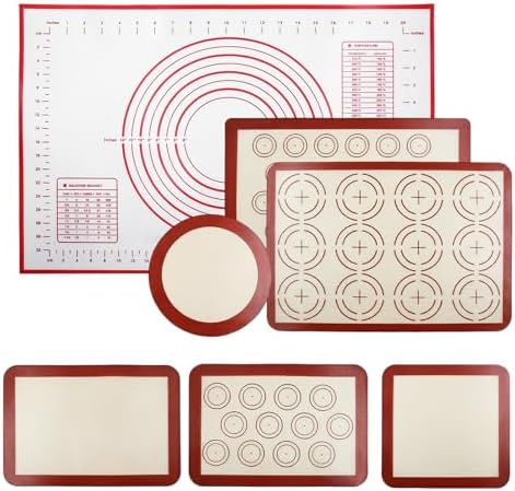 Non-stick Silicone Baking Mat Set of 7, Red