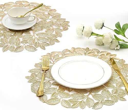 Leaf Gold Placemats Bulk Pressed Vinyl Place mats Washable and