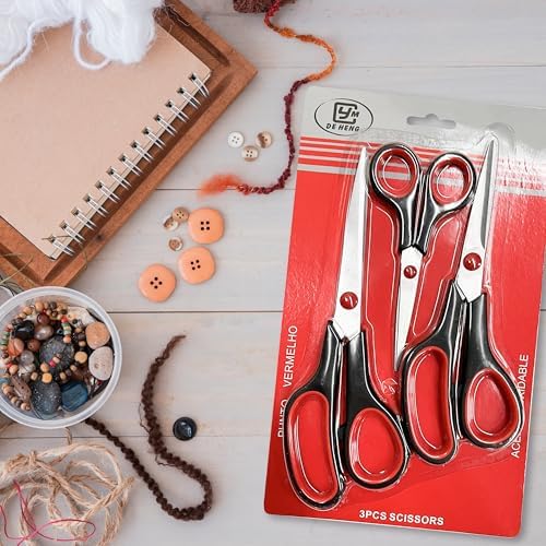 3-pack All Purpose Scissors 3 Sizes Ultra Sharp SS Blades Comfort