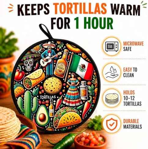 12 Inch Tortilla Warmer Microwave Safe – Insulated Pouch Keeps