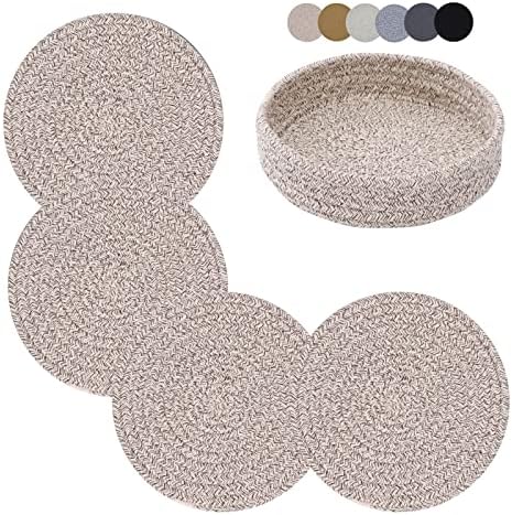 Coga Trivets for Hot Dishes, 4 Pack 7 Inch Cotton Hot Pads for Kitchen