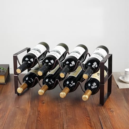 2-Tier Stackable Wine Rack for Countertop - Metal Wine Bottle Holder