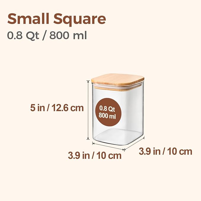 ComSaf 0.8 Qt Glass Food Storage Jars Set of 6, Pantry Organization Jar - Image 2