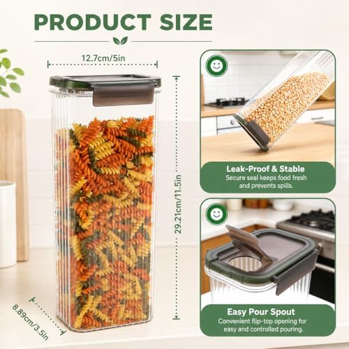 Plastic Pasta Containers, Spaghetti Container Storage, 74oz Set of 3
