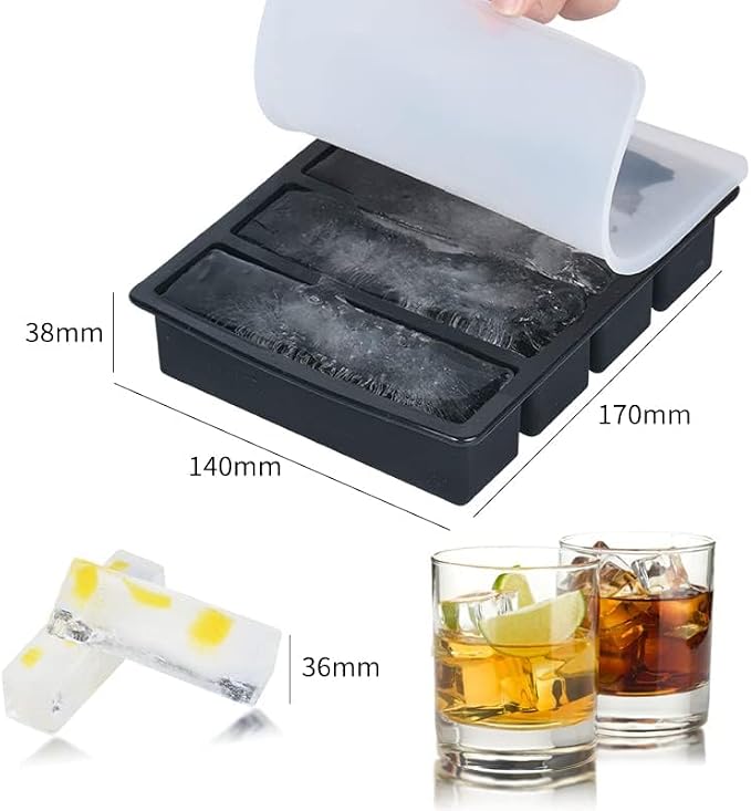 LONGFITE Large and Long Ice Cube Tray 2 Pack Silicone Freezing Container Sticks - Image 3