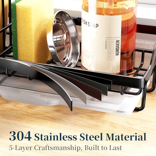 Consumest Stainless Steel Sink Caddy, Black