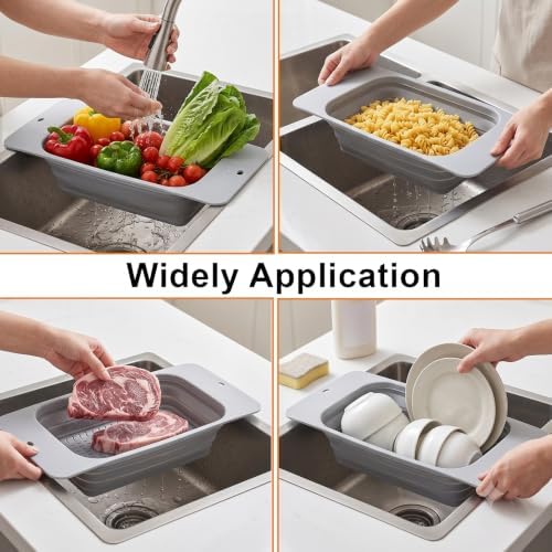 2Pack Collapsible Colander Strainer - Silicone Over the Sink Colander