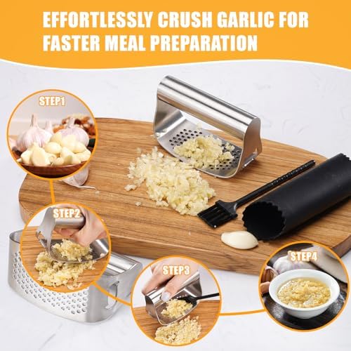 Garlic Press Rocker Rust Proof Kitchen Tool for Ginger