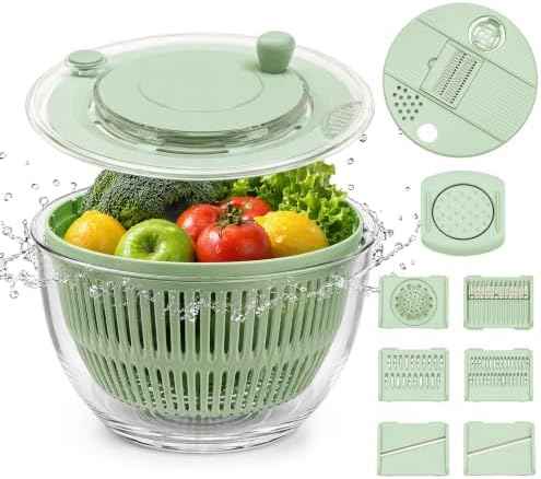 Salad Spinner 4.25qt, One‐touch Stop Button & Non‐slip Base, Vegetable