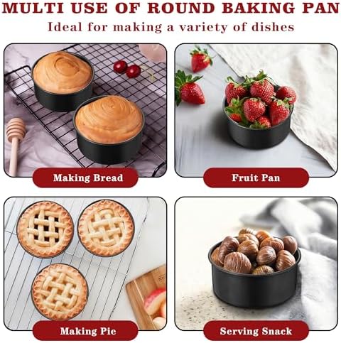 E-far 5 Inch Cake Pan, 3PCS Nonstick Stainless Steel Small Baking Cake